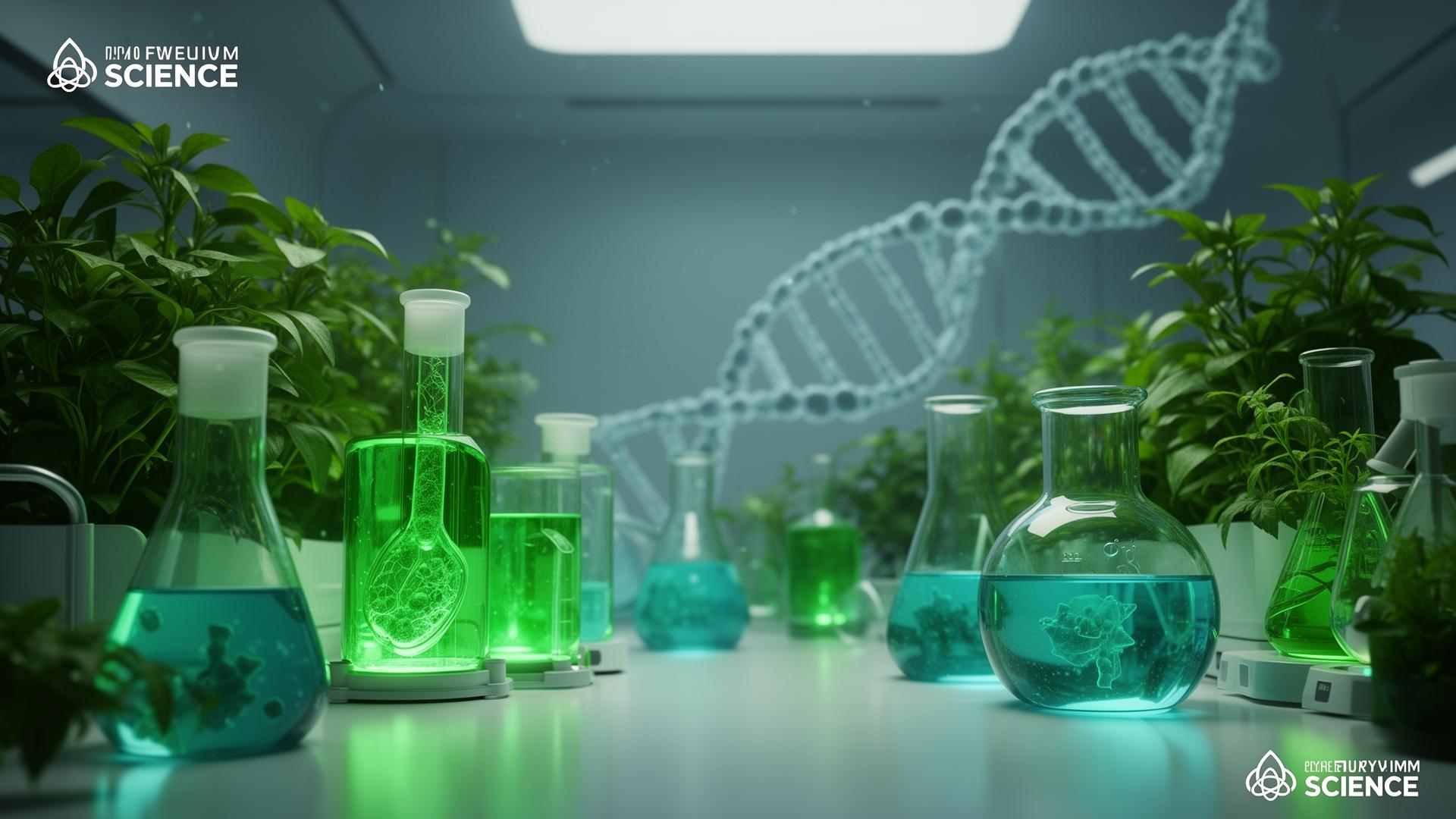 Bioreactica laboratórium zöld bioreaktorokkal és növényekkel